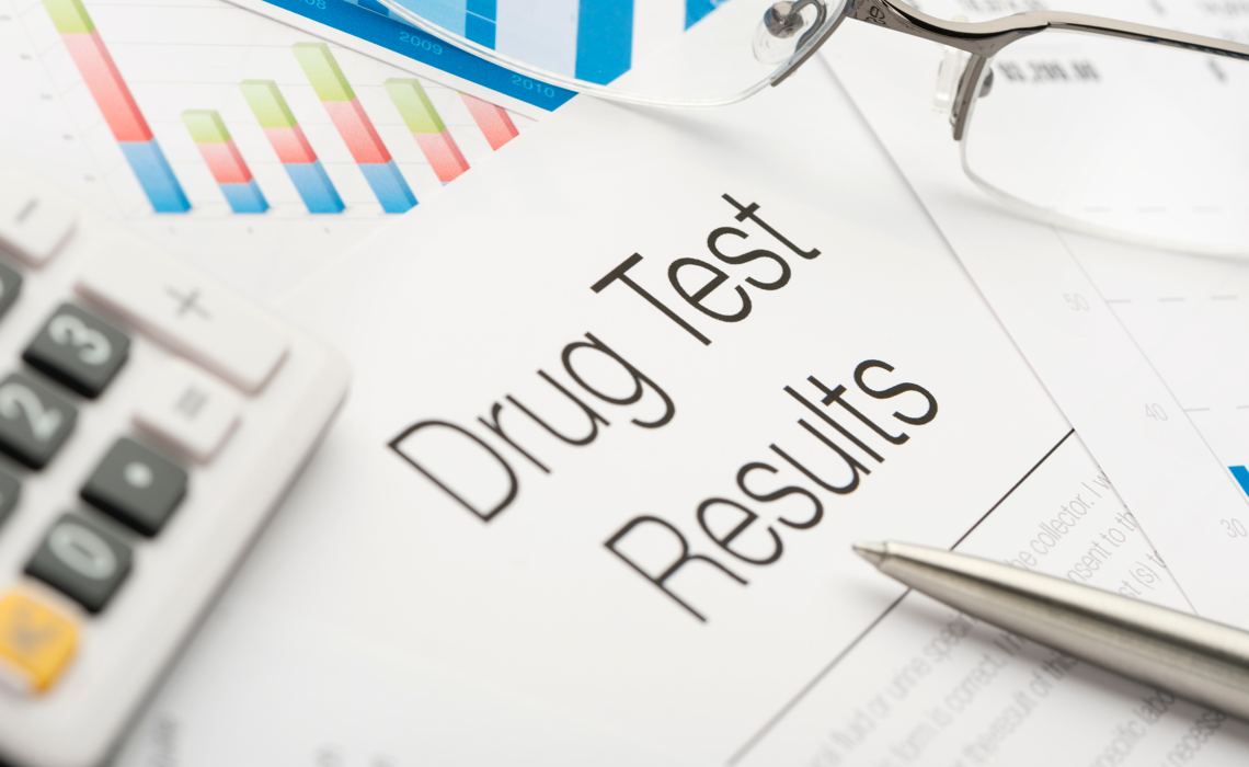 Close-up of drug test results